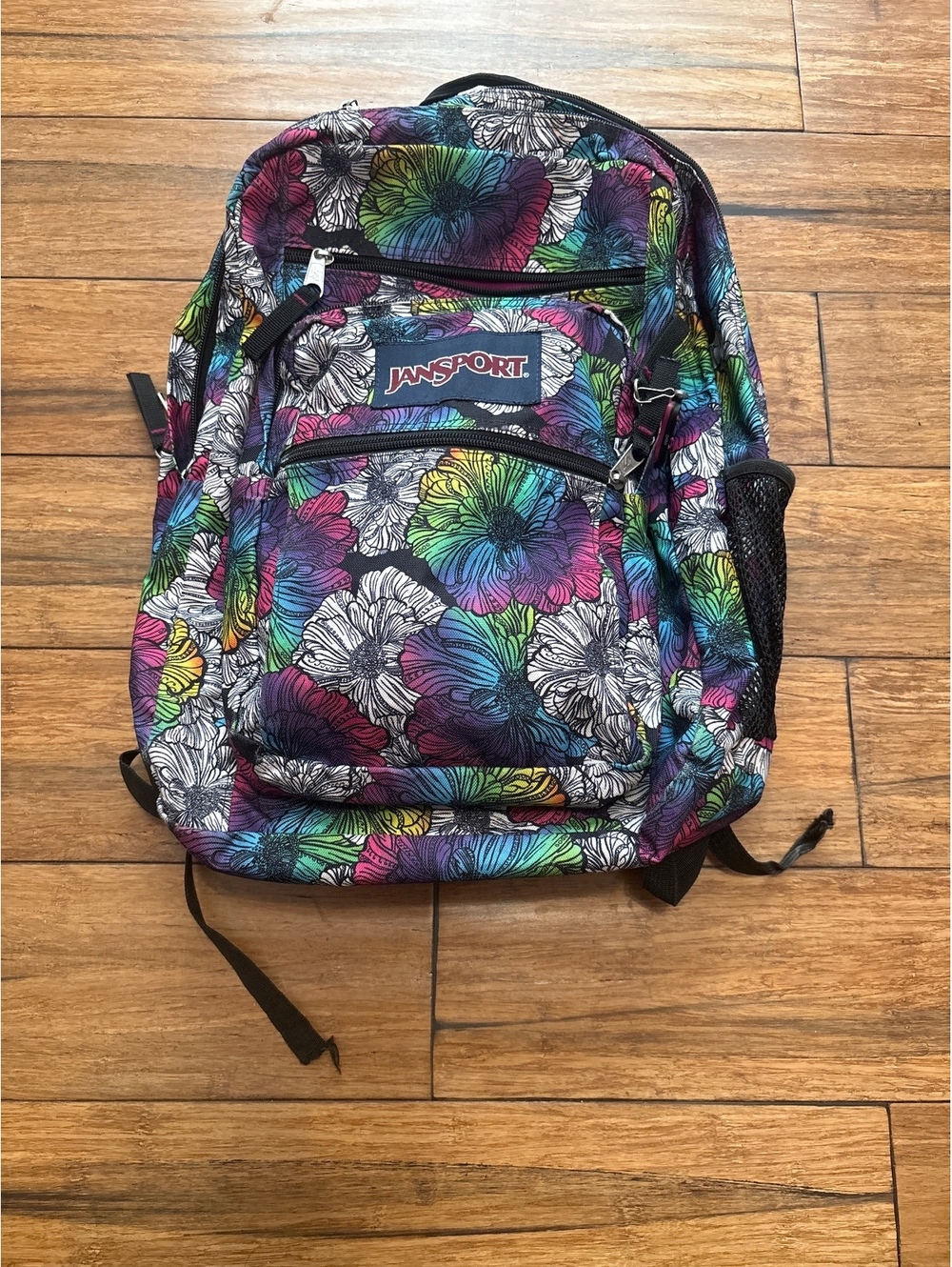 JanSport Floral Pattern Backpack with Multiple Compartments